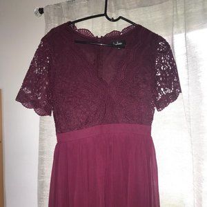 Burgundy Lace Skater Dress